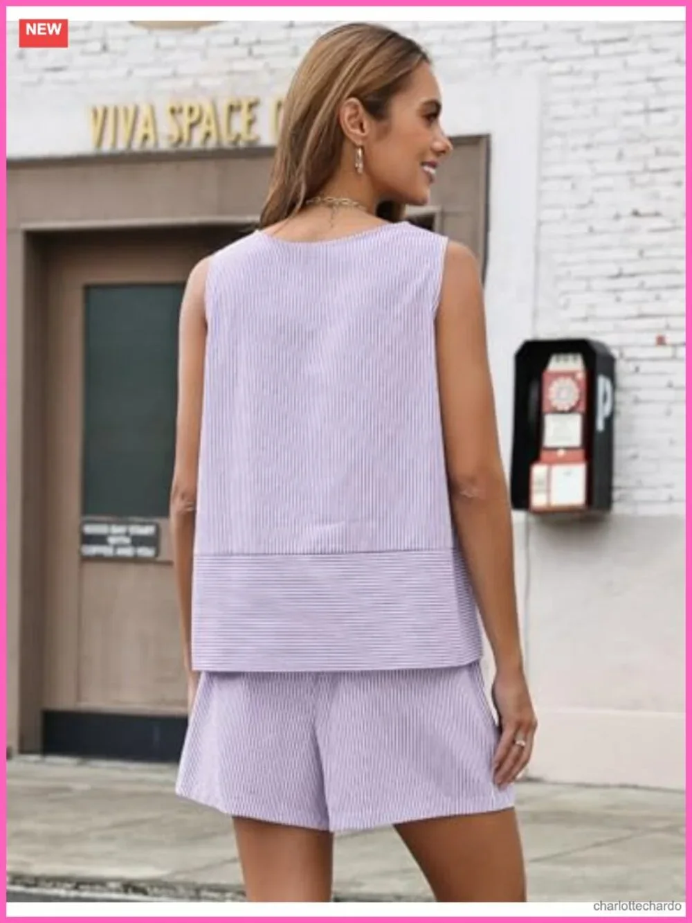 Women's 2 Piece Shorts Set Sleeveless Tank Top with Pockets 100% Cotton Loose